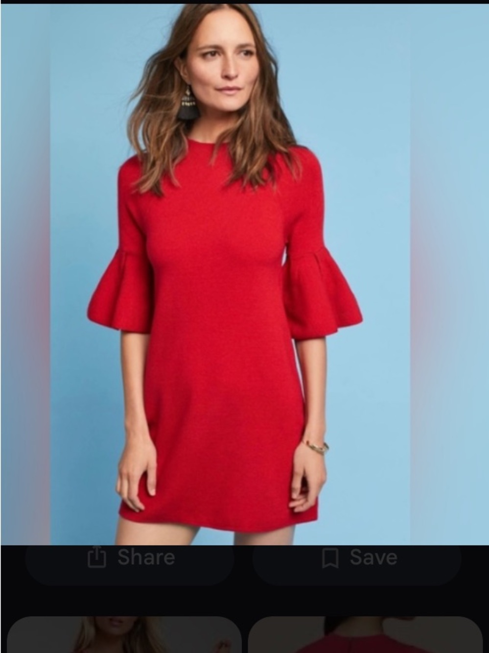 Anthropologie size medium 3/4 bell sleeve red mini sweater dress great condition